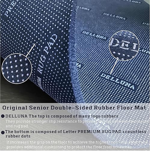 Miniatura 10 de DELLUNA Almohadilla antideslizante de 2 x 8 pies, 38 pulgadas de grosor de goma doble cara + fieltro, acolchada de lujo de alta calidad, segura para