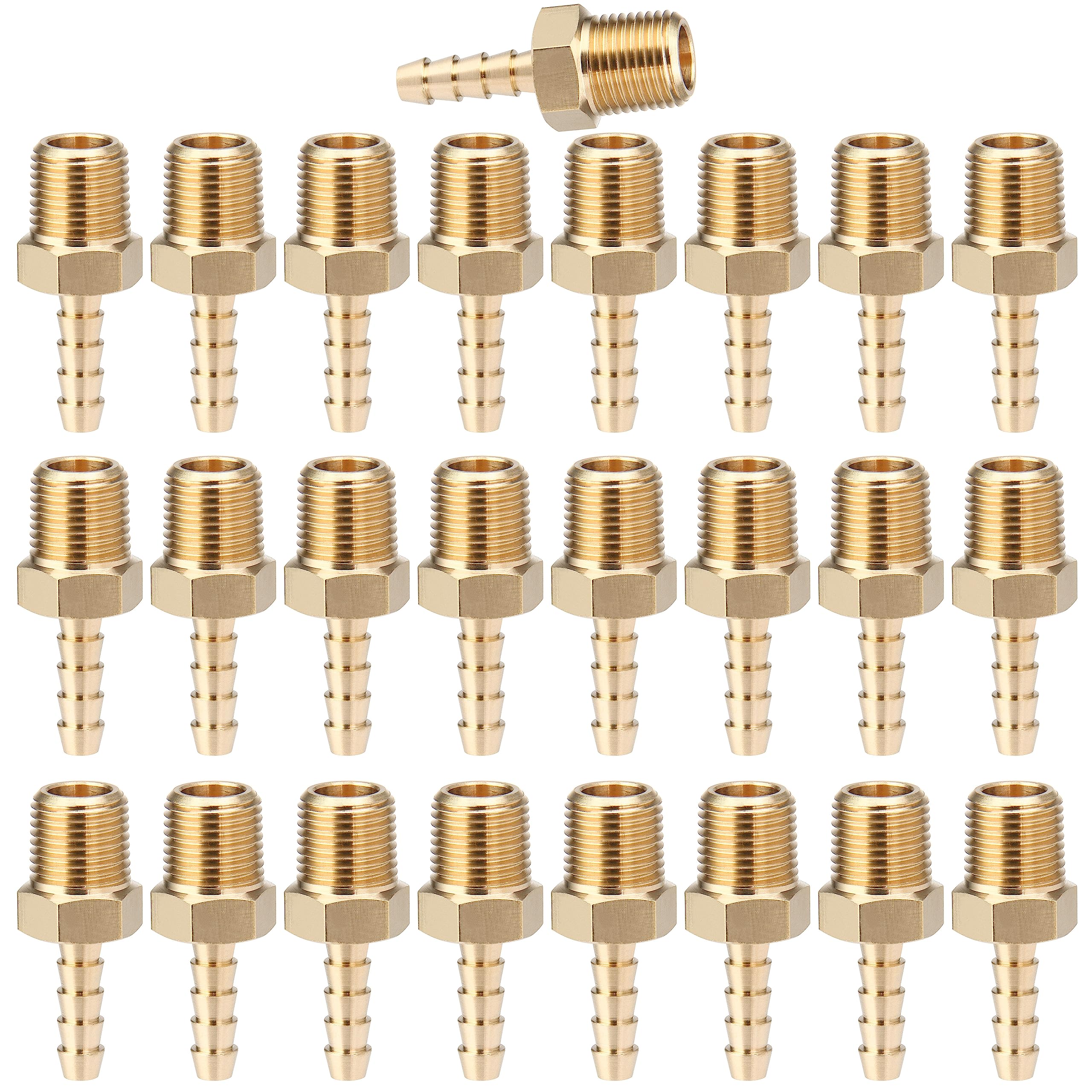 Ltwfitting Men's Pack Of 25 Brass Barbed Fitting Coupler/Connector 1/8-Inch Bspt X 1/8-Inch(3Mm) Hose Barb Fuel Gas Water (Pack Of 25)