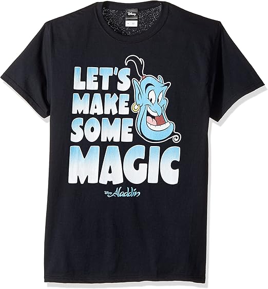 Amazon Disney メンズ アラジン ジーニー 魔法をしよう グラフィックtシャツ Tシャツ カットソー 通販