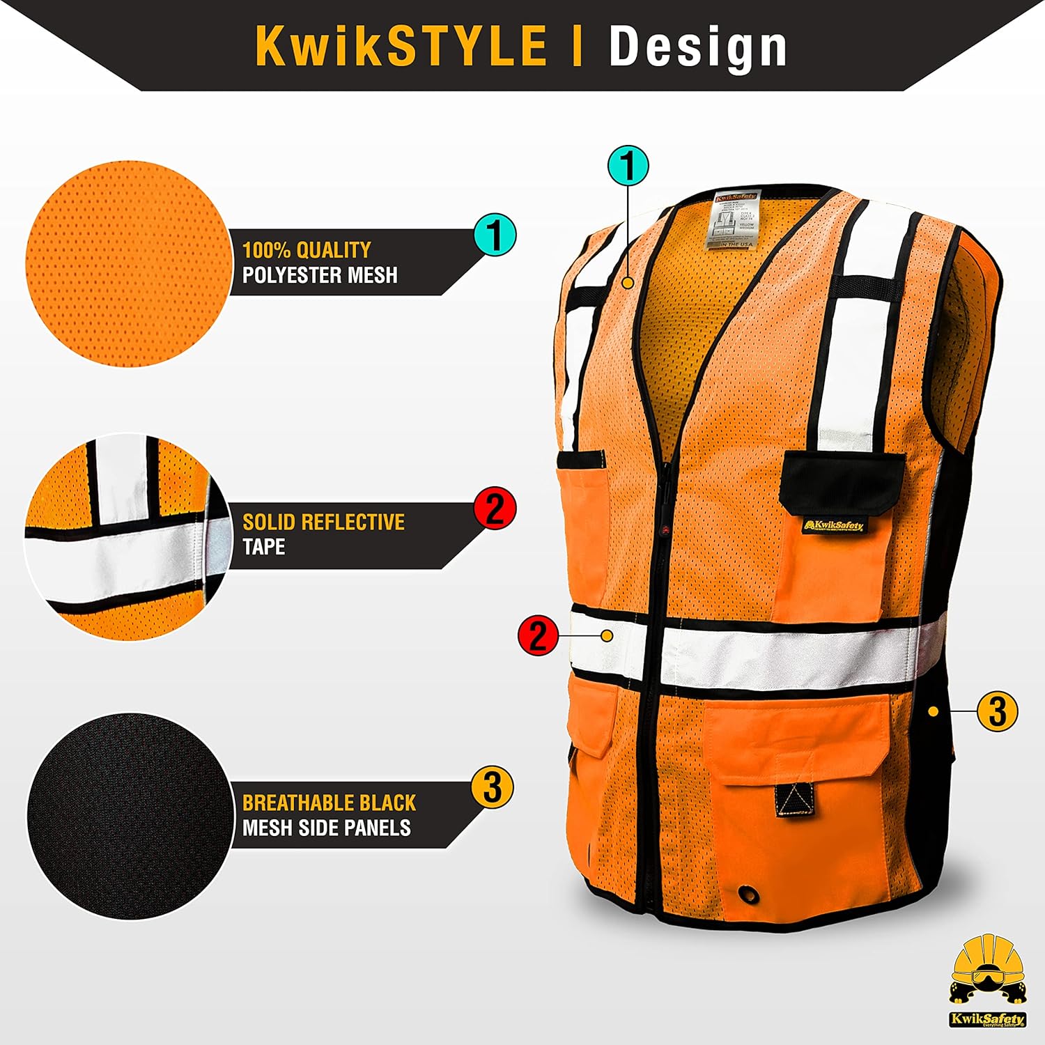 KwikSafety - Charlotte, NC - RoadBOSS Econ & Premium Safety Vest Class 2 Reflective Vest ANSI OSHA Safety Vest for Men - Image 2