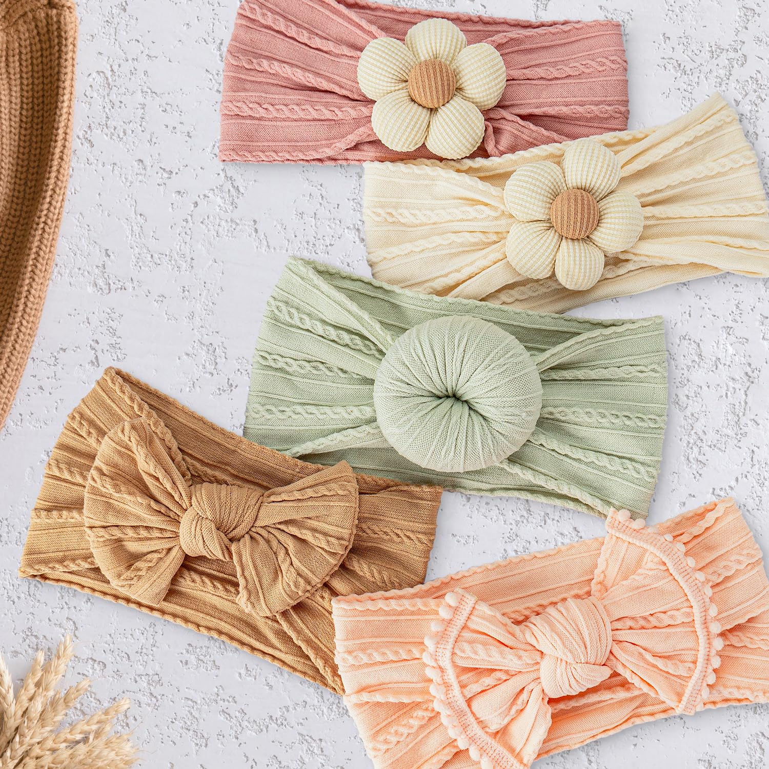 Baby Girls Headbands with Bows Soft Elastics Head Wrap Hair Accessories for Newborn Infant Toddler Kids