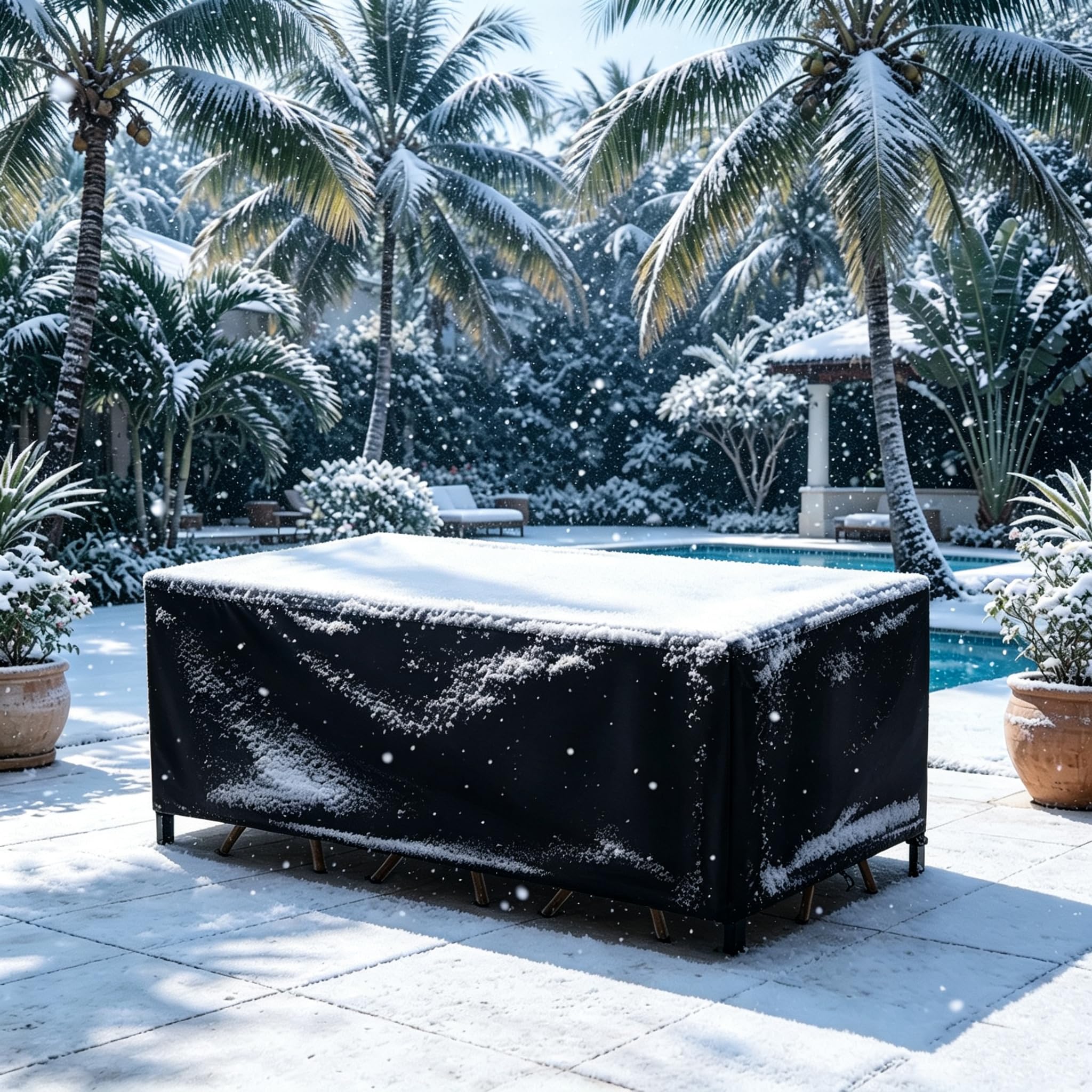 Copertura Per Mobili da Giardino, 260x100x90cm/LxWxH Telo Oxford Impermeabile Copri Tavolo, Impermeabile Tessuto Oxford 420D Antivento Anti-UV Copertura Tavolo Esterno, per Mobili da Giardino, Divano