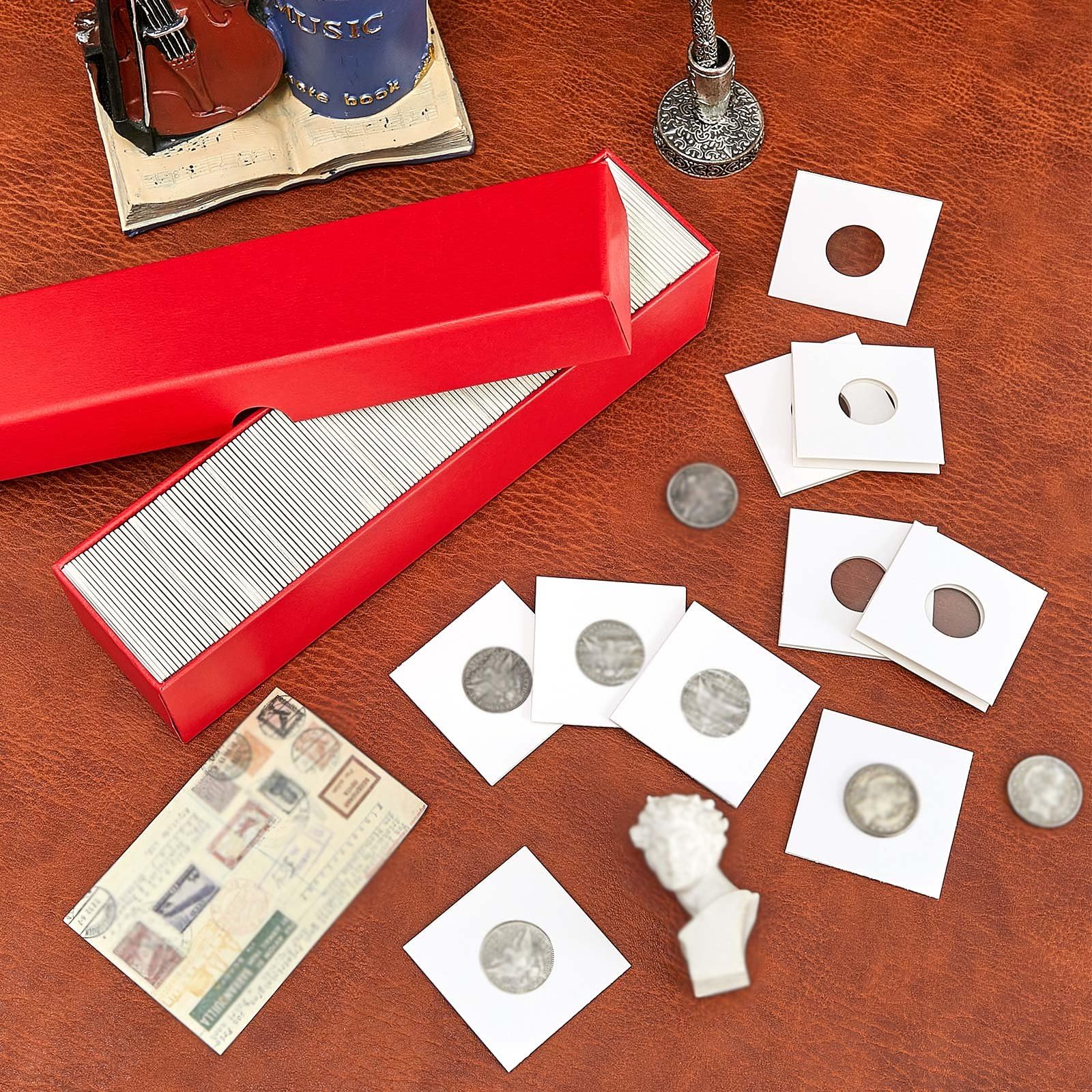 Teling 16 Stück Münzaufbewahrungsbox 5,1 x 5,1 cm Münzaufbewahrungsbox Münzsammelbedarf Einzel Münzschutzkoffer Münzsammelbox für Münzen in Flip Haltern, Rot