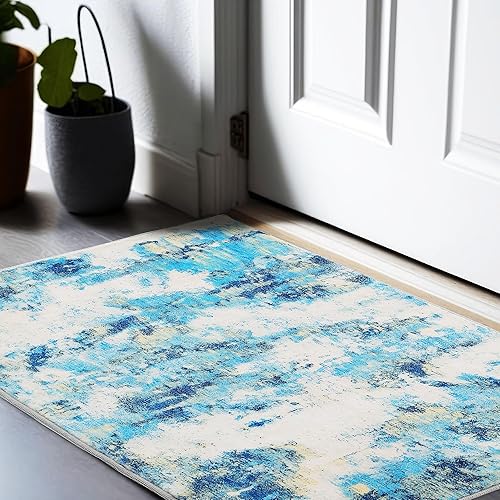 Miniatura 8 de Carvapet Alfombra de entrada de 3 x 5 pies, tapete para interiores, ultra delgado, 36 x 60 pulgadas, alfombras lavables para puerta de entrada,