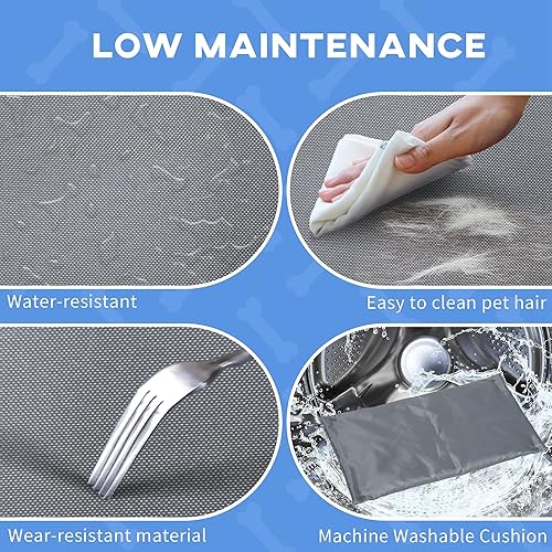 Miniatura 4 de PawHut - Cama elevada para mascotas, marco de madera, cuna para perro con cojín lavable para perros pequeños y medianos en interiores y exteriores,