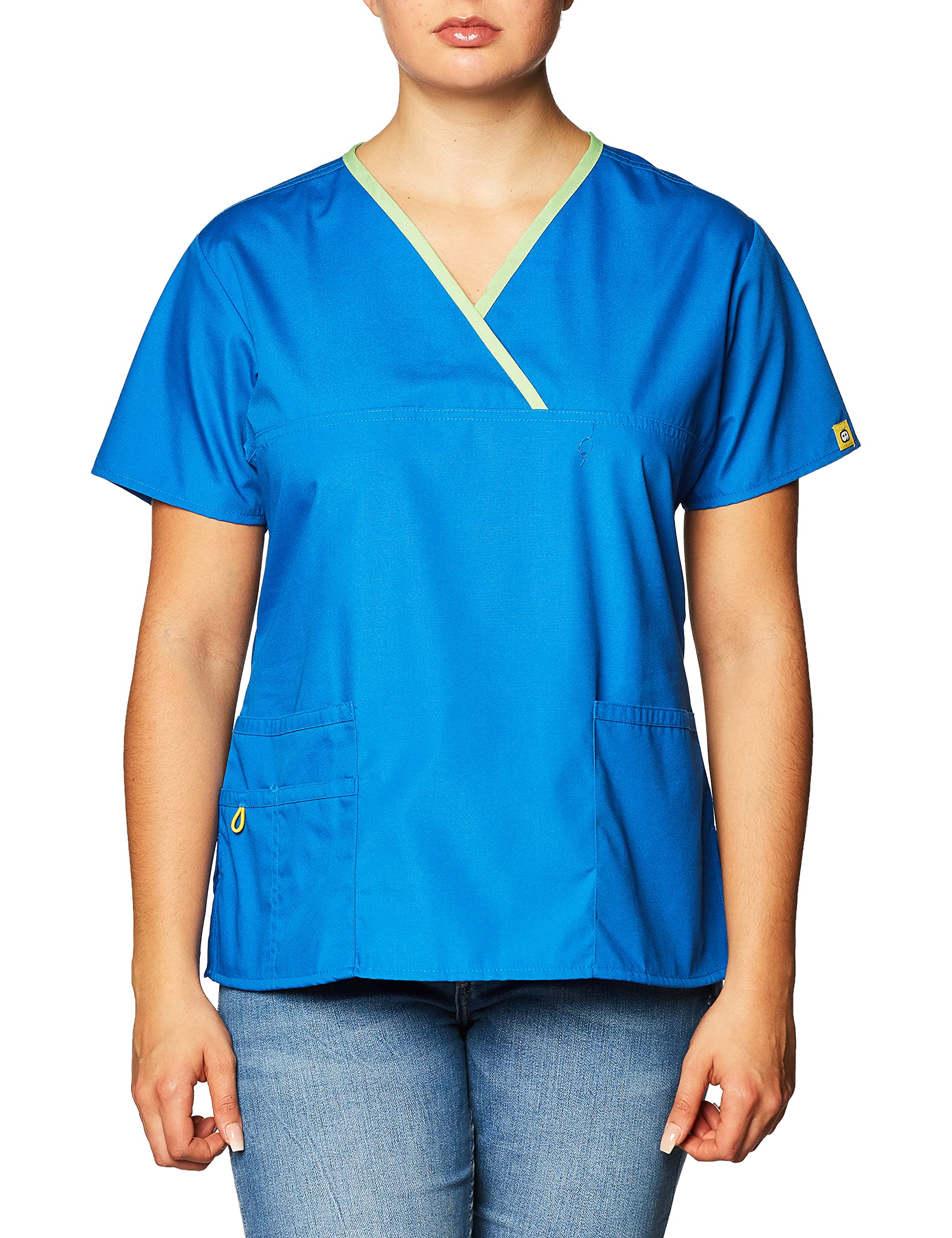 WonderWink Women's Scrubs Charlie 5 Pocket Y-Neck Wrap Top, Royal, Medium