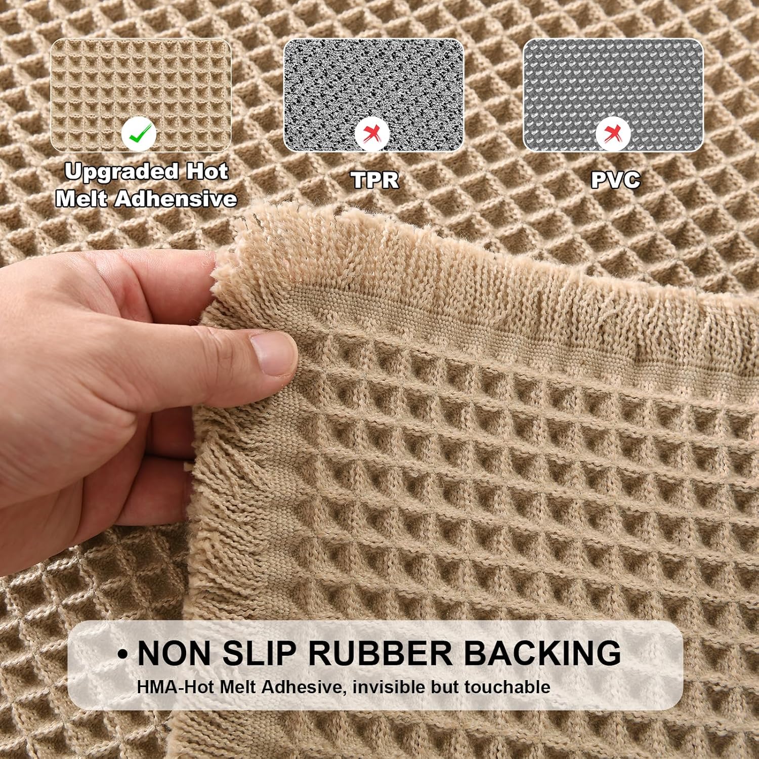 JIUZHEN Waffle Bath Mat Absorbent Bathroom Rugs Non Slip Waffle Rug Washable Boho Mats for Bathroom Quick Dry Farmhouse Bath Mats, Ultra Soft & Durable, 20" x 32", Brown - Image 5