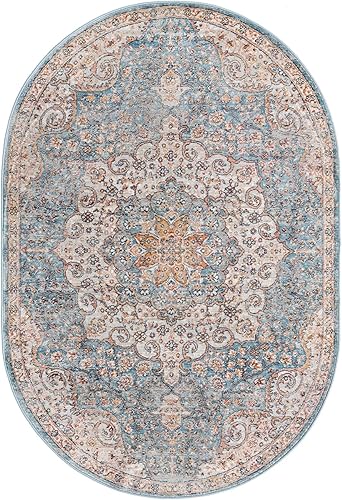 Miniatura 2 de Rugs.com Newport Collection Alfombra  Alfombra ovalada mediana azul de 4 x 6 pies perfecta para salas de estar, comedores grandes, planos abiertos