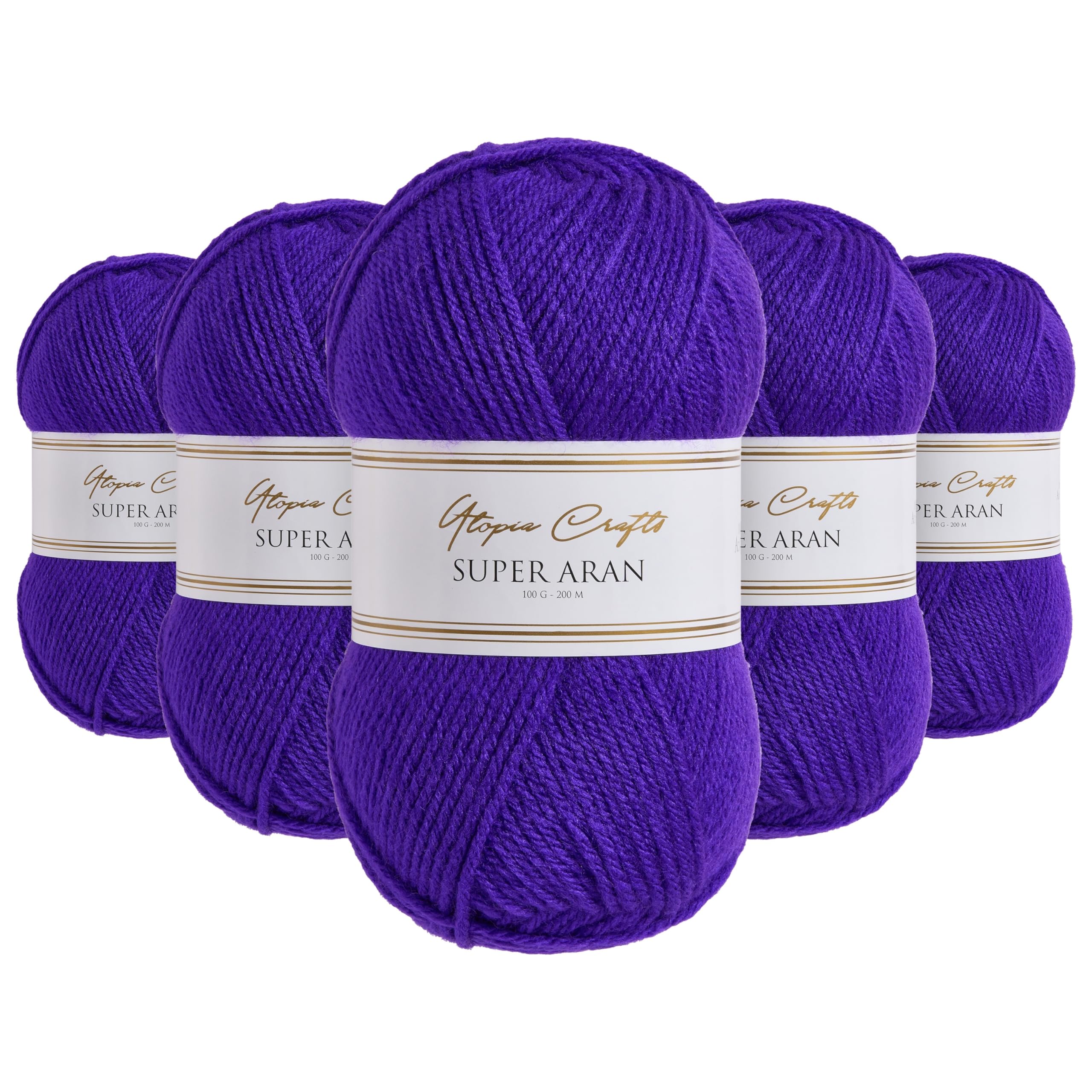 Utopia Crafts Super Aran Knitting and Crochet Yarn 5X 100g (Jewel Purple)