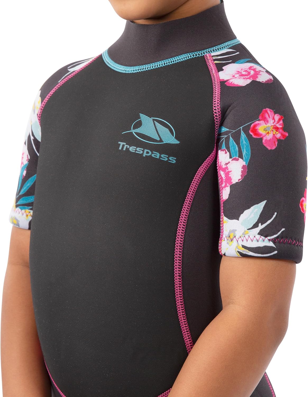 Trespass Kids Posie 3MM Short Sleeve Swimming Surfing Short Wetsuit - Dark Grey