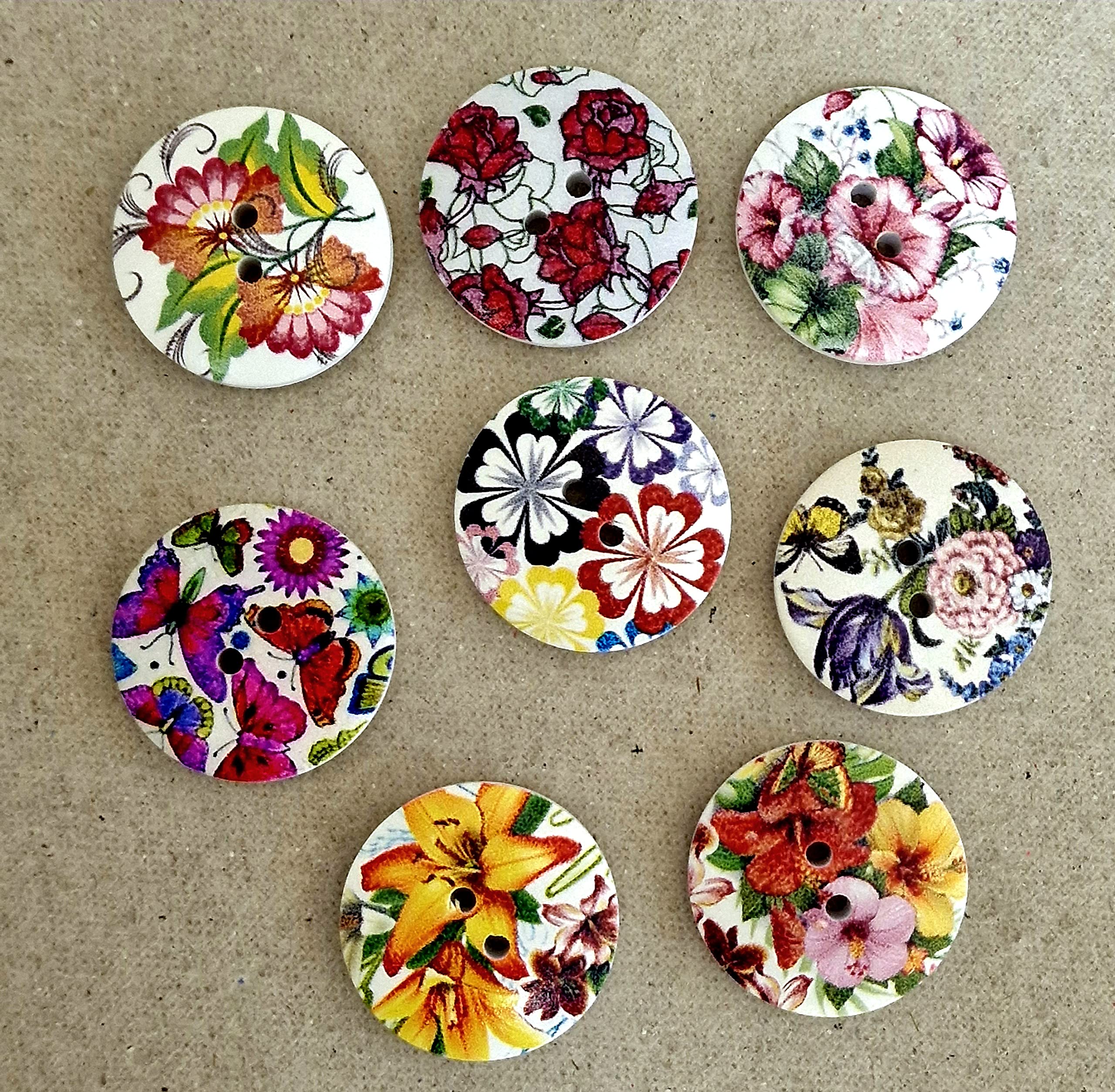 Sponsored Ad – 12pcs 30mm Mixed Flower Pattern 2 Holes Large Wood Sewing Buttons