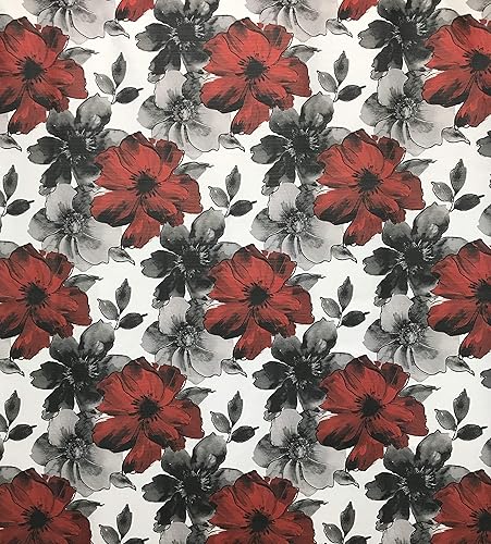 Miniatura 3 de Cortina de ducha gótica romántica diseño floral de acuarela, rojo oscuro carbón negro blanco