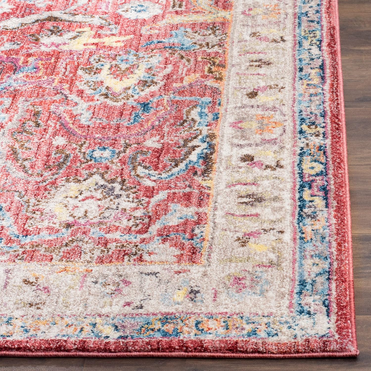 SAFAVIEH Area Rug 8x10 - Bristol Collection - Large - Rose & Light Grey, Boho Chic Oriental Distressed, Non-Shedding & Easy Cleaning, Ideal for Living Room, Bedroom, Office, Dining Space (BTL357R)