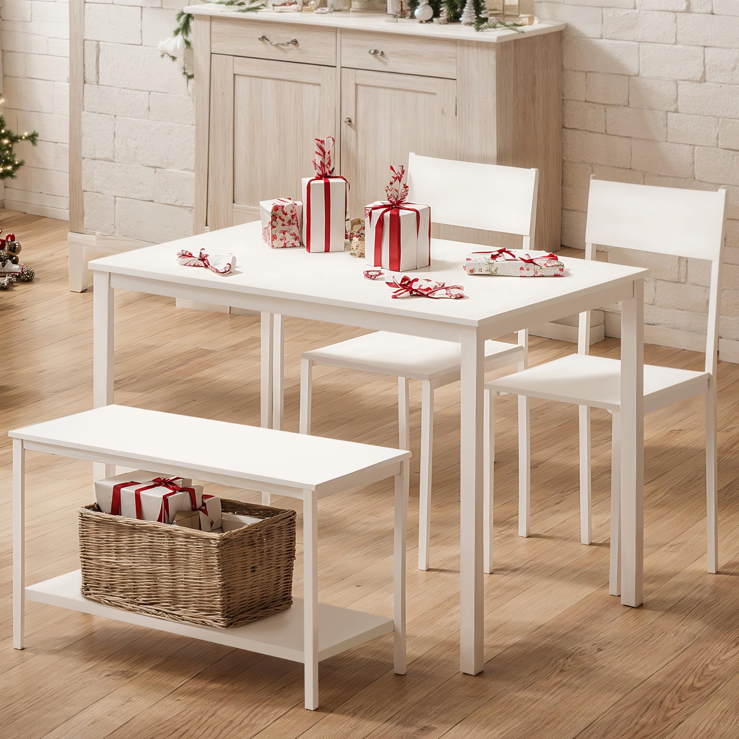 Mecor 5-Piece Dining Table Set, Glasstop Kitchen Dinner Table Set With