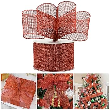 Amazon.co.jp: レッドクリスマスリボン ワイヤー入り 2.5インチ
