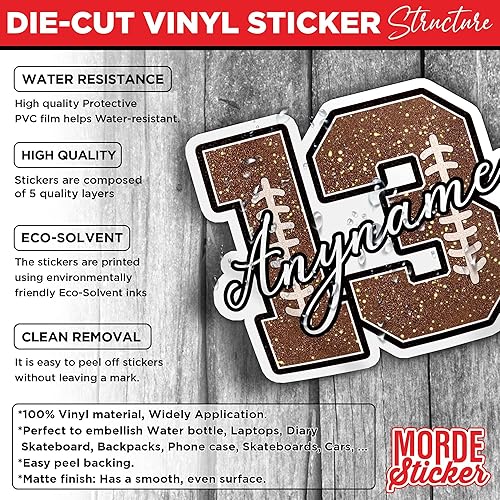 Miniatura 10 de Calcomanía personalizada con nombre para casco de fútbol y rugby, calcomanías de vinilo troqueladas para casco duro, laptop, botella de agua, autos