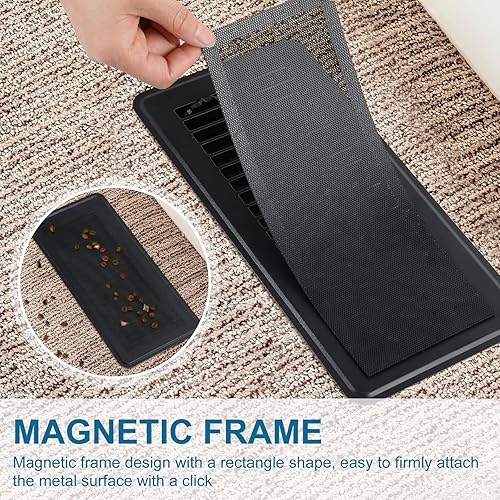 Miniatura 5 de Therwen Juego de 12 rejillas de ventilación de piso con cubierta magnética de 4 x 10 pulgadas, cubiertas de ventilación de piso resistentes, diseño