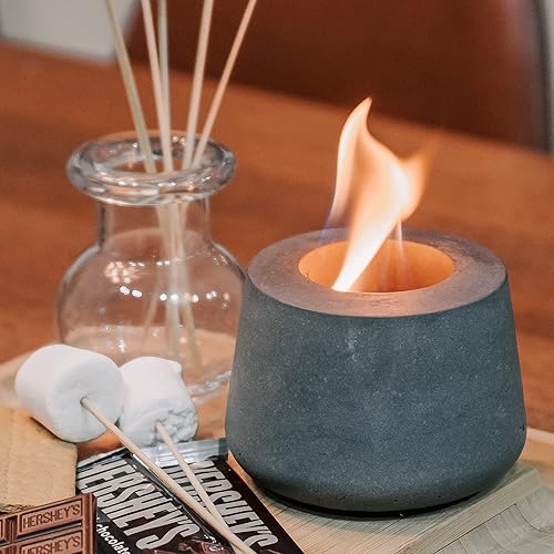 Miniatura 1 de Fogata de mesa - Cuenco de fuego de hormigón mini chimenea de mesa portátil para interiores y exteriores frotar alcohol etanol redondo