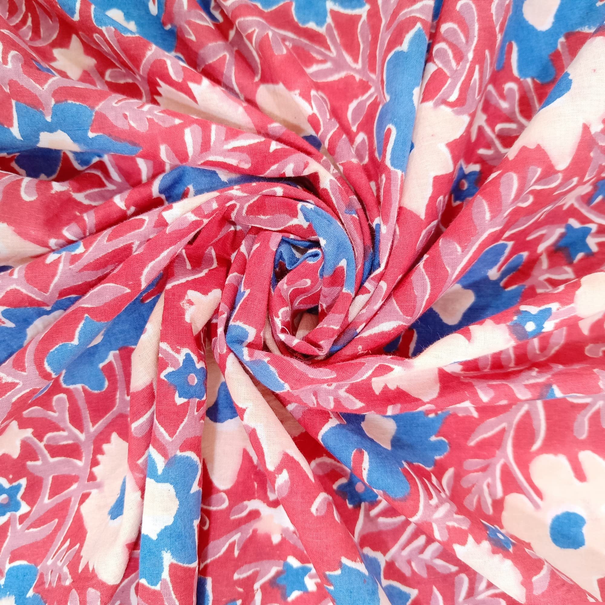 Trade Star Beautiful Hand Block Print Fabric 100% Cotton Fabric by the Yard Ethnic Floral Print Fabric for Sewing Crafting (Retro Theme - 3)