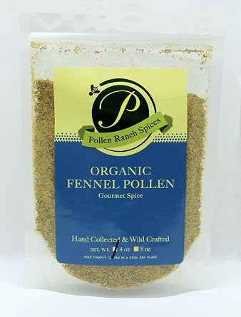 Pollen Ranch Organic Fennel Pollen Spice - 4oz Resealable Pouch Wild Crafted Organic Fennel Flowers for Cooking, Seasoning & Finishing - Gourmet Spice for Seafood, Chicken, Pork, Vegetables & Pasta
