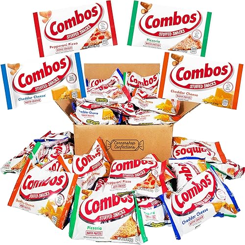 Combos - Bocadillos rellenos de 20 bolsas de 4 sabores a granel, variedad a granel - Galletas horneadas de pizza de pepperoni, pretzel horneado con