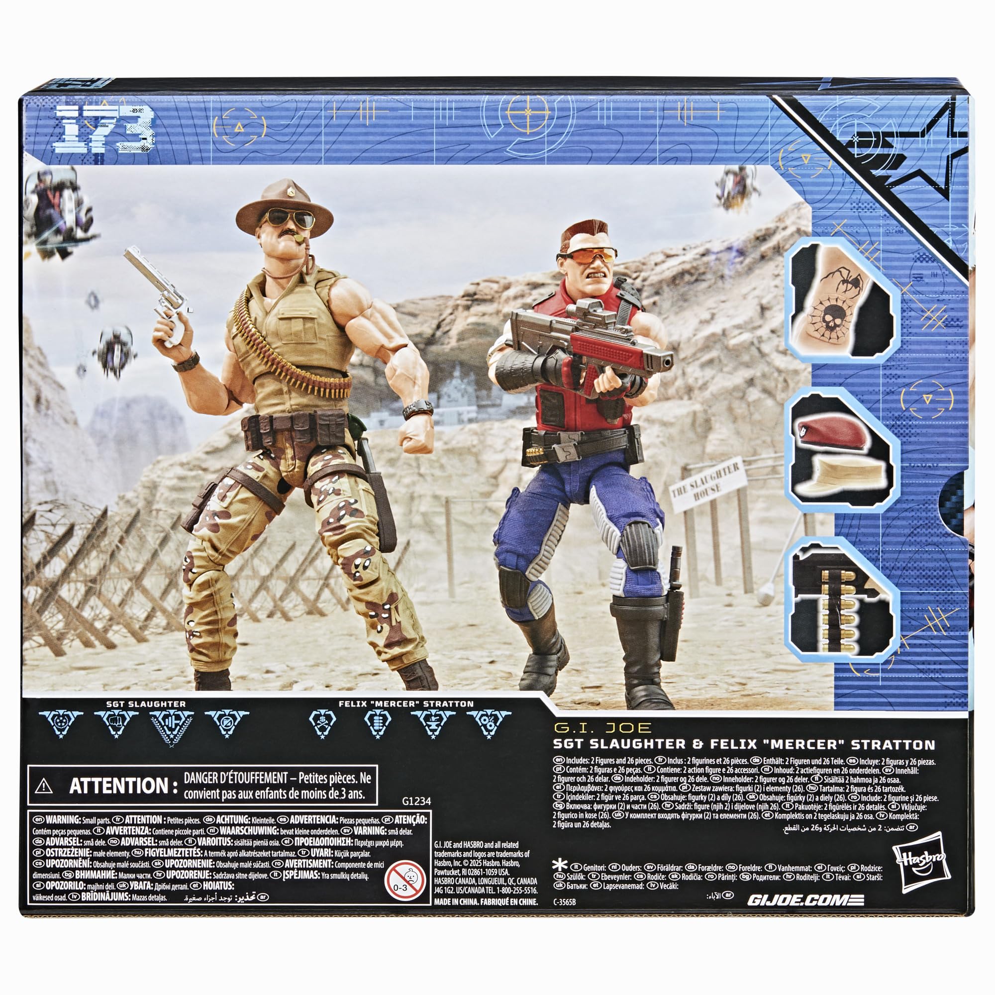 G.I. Joe Classified Series #173, SGT Slaughter & Felix Mercer Stratton, 2 Sammelfiguren mit 15,2 cm großen Actionfiguren mit 26 Zubehörteilen