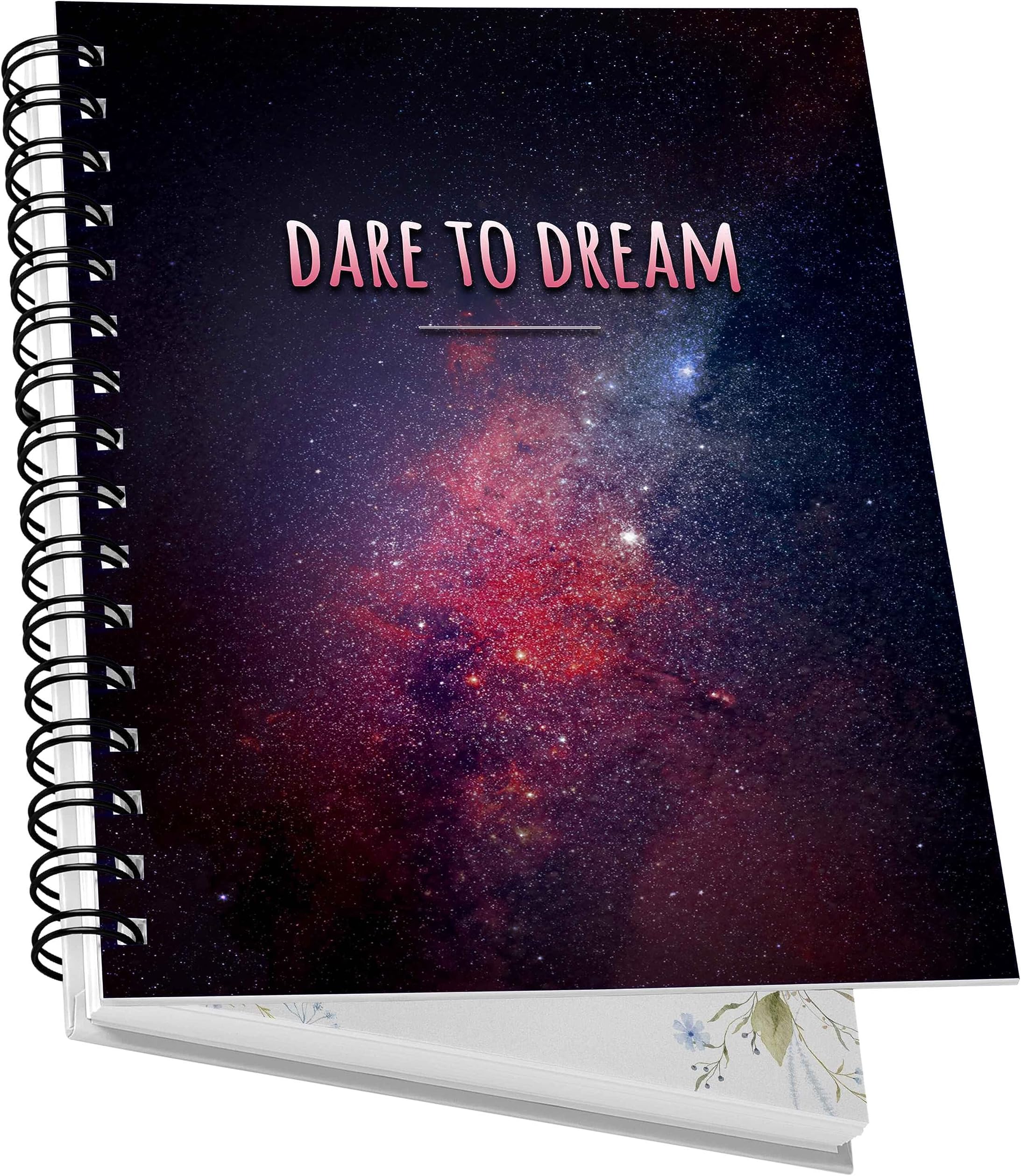Drapvision A5 Hard Cover Notebook | 125 GSM Paper - Write Notes, Create Ideas, Draw Art | 100 Pages | Dotgrid | Included Planner, Calendar & Personal Info Pages | Dare to Dream
