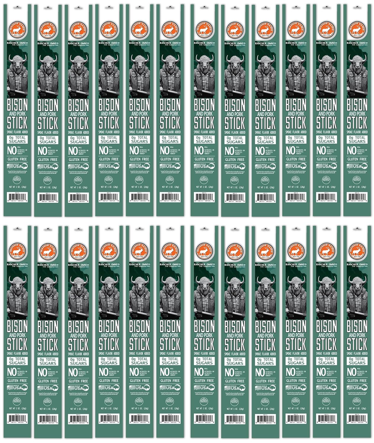 PEARSON RANCH Exotic Meat Sticks - Bison Sticks, Bison Meat Stick, Exotic Jerky Stick, No Added Nitrites, High-Protein Sticks, Paleo and Keto Friendly Meat Snacks (1oz sticks) (Pack of 24)