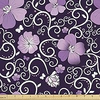 Vista 9 de Ambesonne The Yard, tela de tortuga ornamental de animales aborígenes, tela decorativa para tapicería y detalles del hogar, 3 yardas, carbón azul