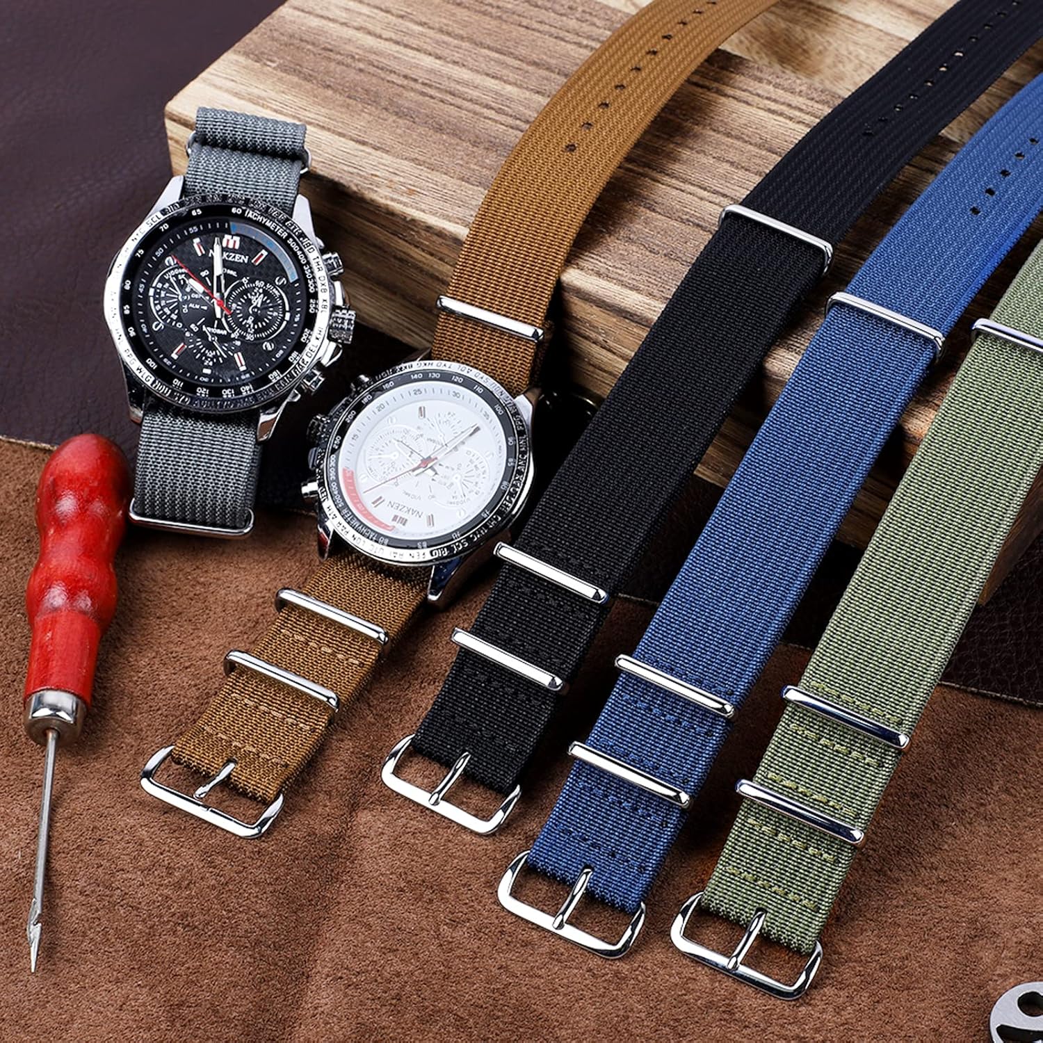 WOUKUP Premium Military Ballistic Ribbed Nylon Watch Straps 18mm 19mm 20mm 22mm Replacement Watch Band for Men - Image 6