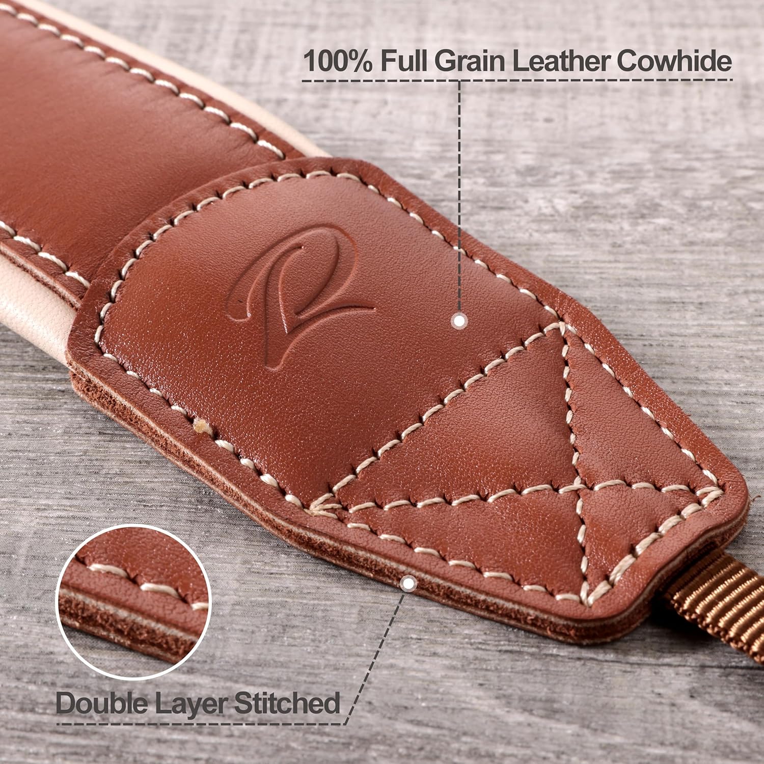 Padwa Lifestyle Tan Leather Camera Strap - Full Grain Leather Camera Straps with Skin Friendly Soft Clothing Leather Shoulder Padded Comfort for Extended Use by Photographers - Image 2
