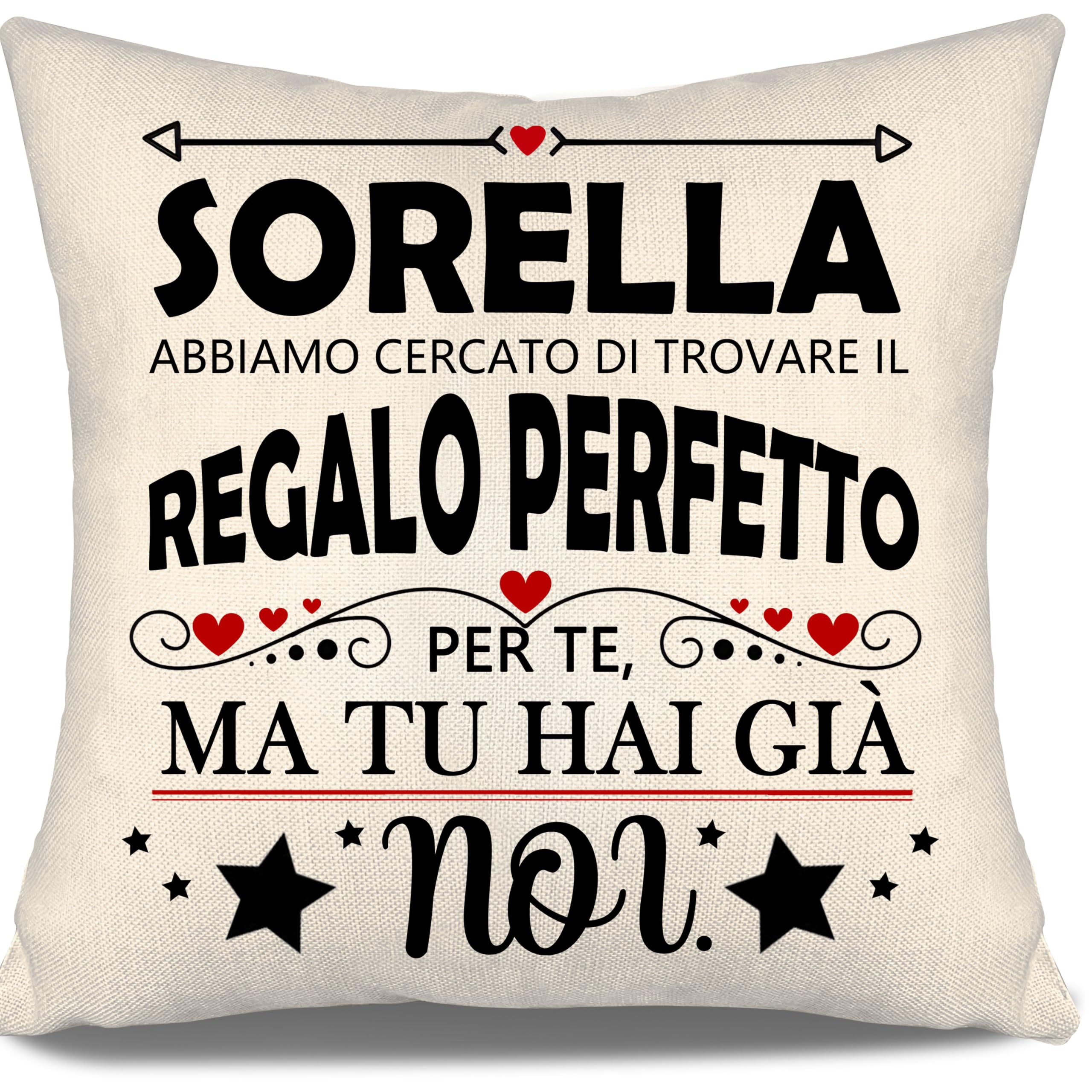Aosumin Sorella abbiamo cercato di trovare il regalo perfetto per te ma tu hai già noi Copricuscini divertenti per la sorella Compleanno Laurea Regalo di Natale Grandi Piccole Sorelle (sorella-b)