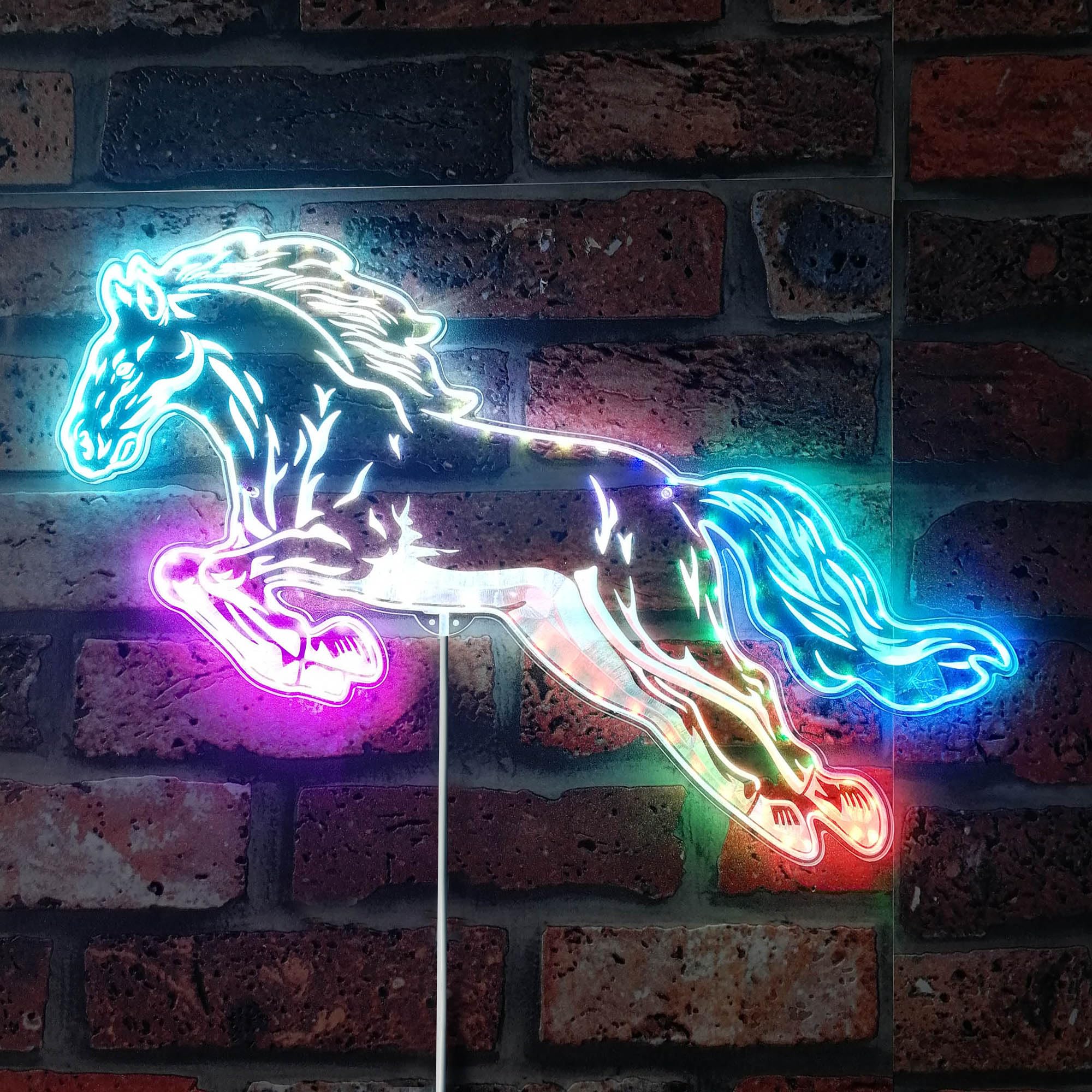 ADVPRO Running Wild Horse Jumping RGB Dynamic Glam LED Sign - Cut-to-Edge Shape - Smart 3D Wall Decoration - Multicolor Dynamic Lighting st06s43-fnd-i0074-c โ image 1