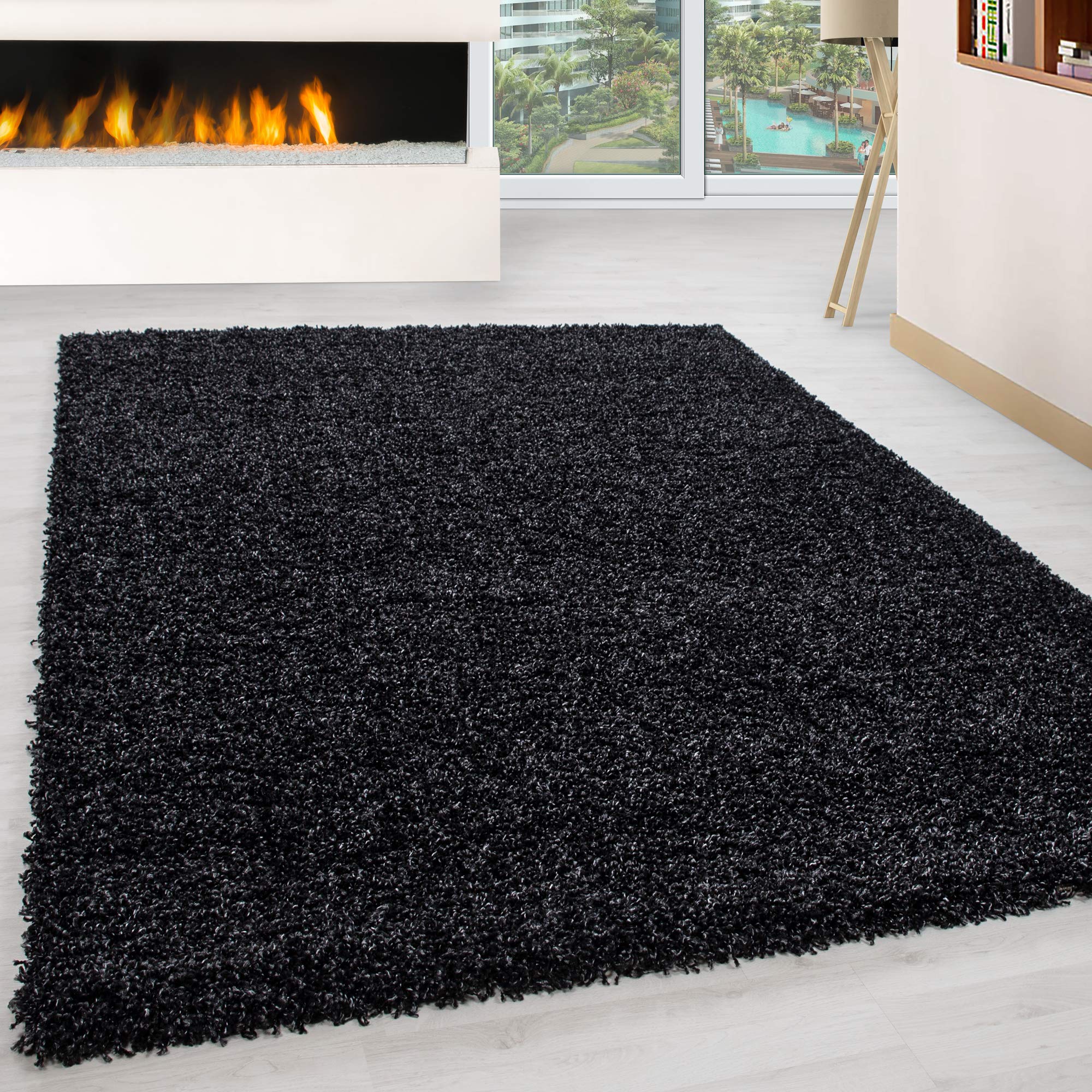 Alfombra Salon Peludo de Pelo Largo Antracita 200x300 (200 x 290 cm) - Alfombras de Habitacion Sala de Estar Modernas Suave y Esponjoso - Alfombras Dormitorio Moqueta Cocina Rectangular
