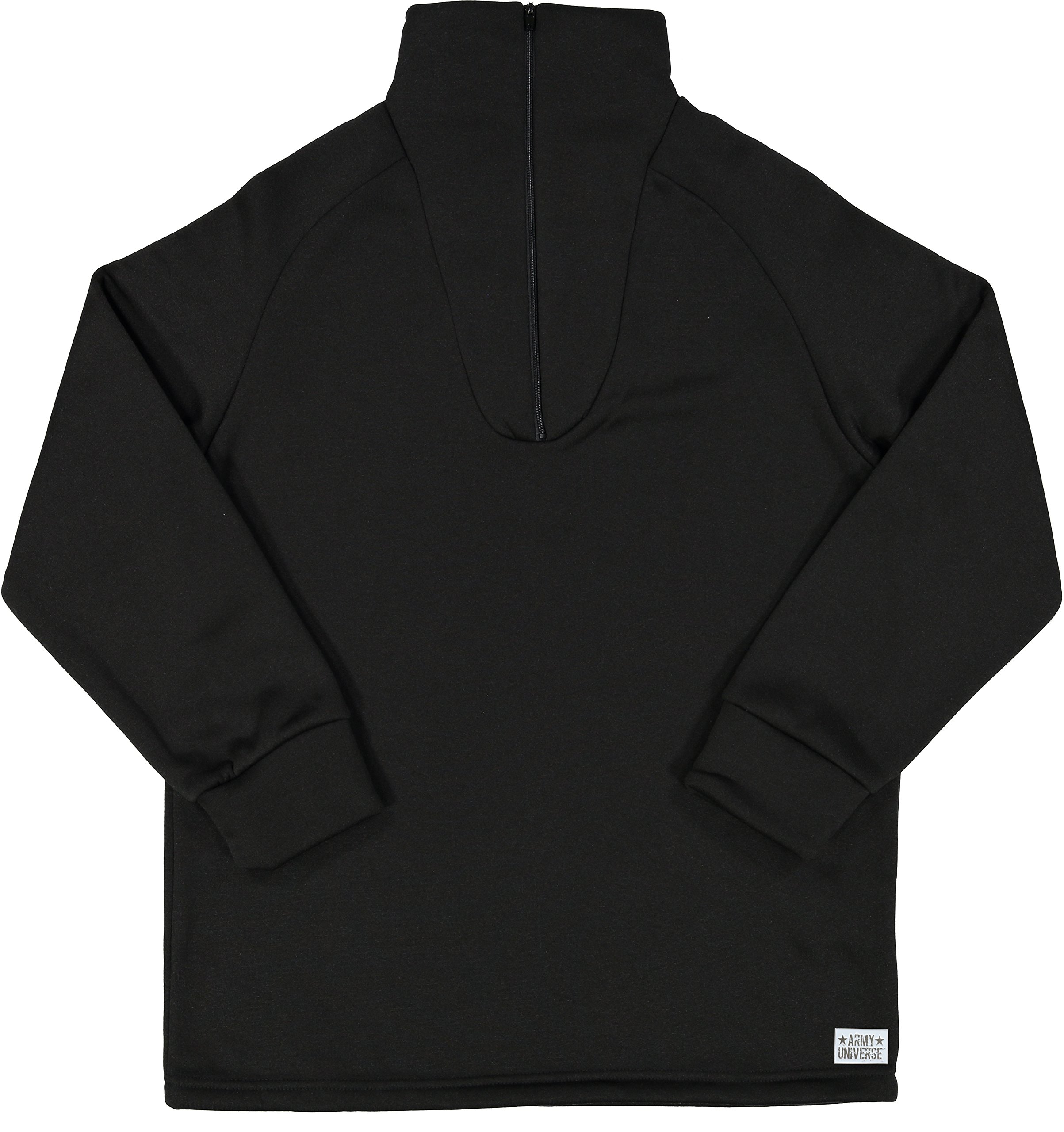 Men's Cold Weather Fleece-Lined Zip UP Thermal ECWCS Undershirt Top Winter Underwear Shirt M Black