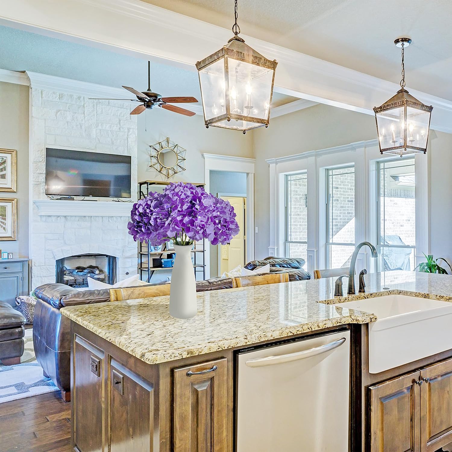 Mandy's 10 Stems Purple Silk Hydrangea Flowers – Artificial Centerpiece for Easter Wedding & Home Decor - Image 5