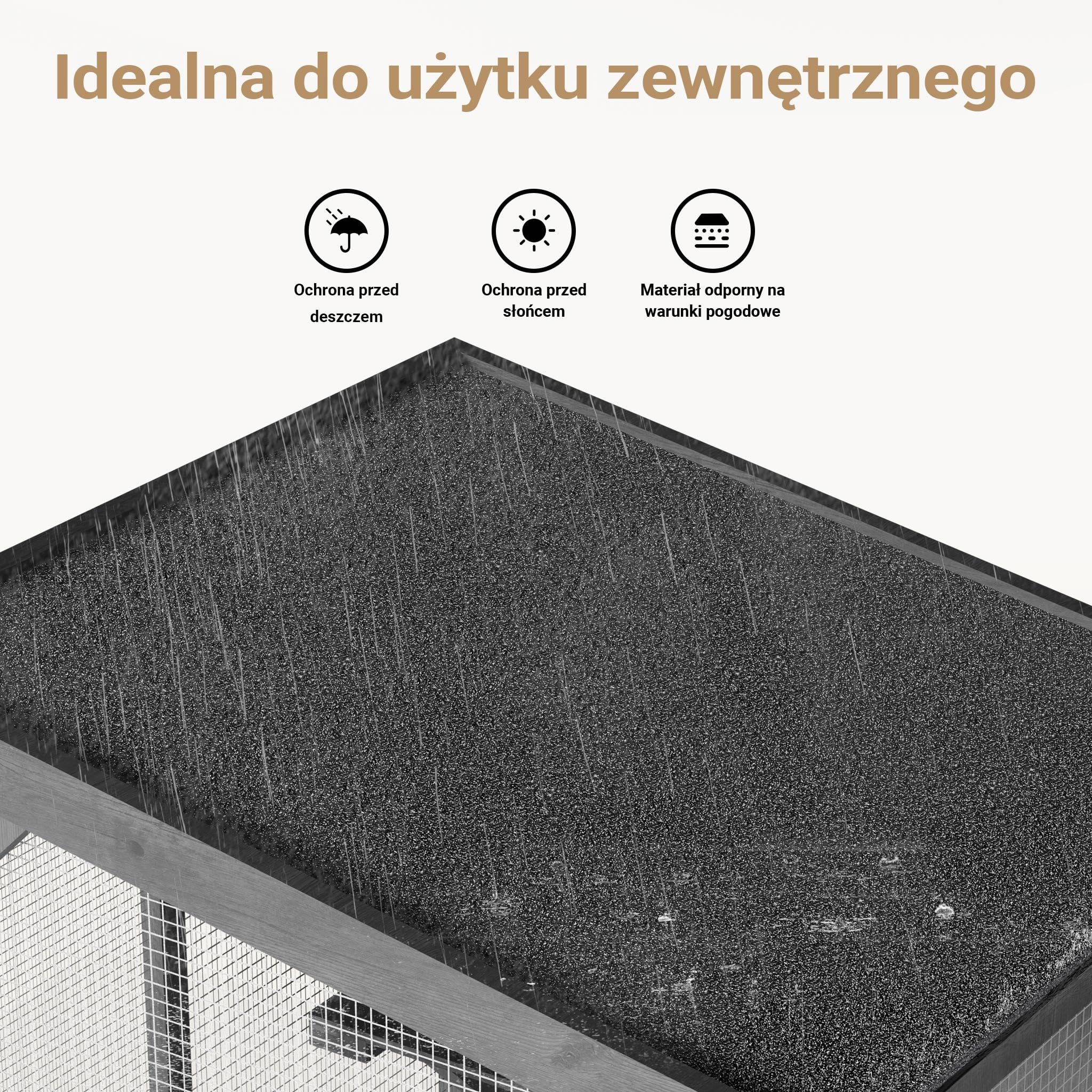 Wiltec Woliera dla kota 74 x 78 x 180 cm, z drewna na balkon i do ogrodu, wybieg z 3 poziomami i domkiem, całkowicie otwierana