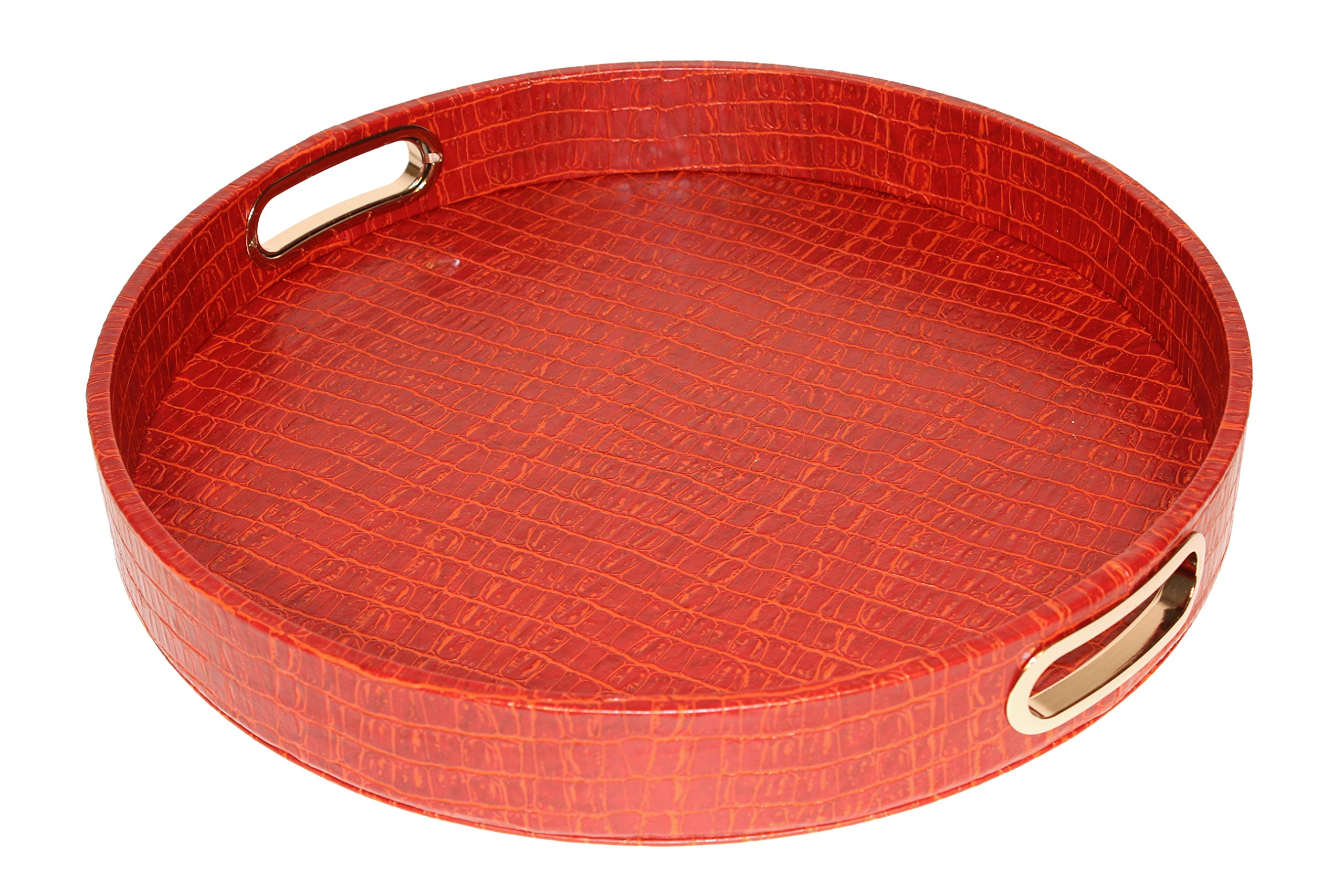 Achat Plateau Rond En Crocodile Noir Avec Poignées En Acier Inoxydable En Gros