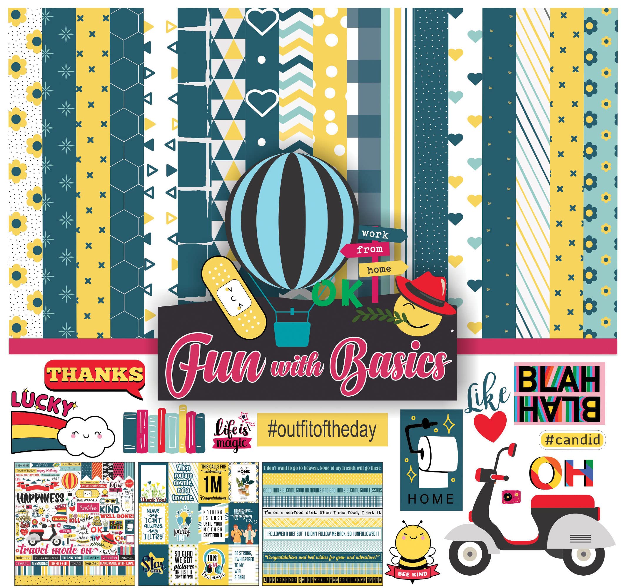 Papier scrapbook 12x12 Fun Avec Collection de Base pour éviter les pannes d'inspiration