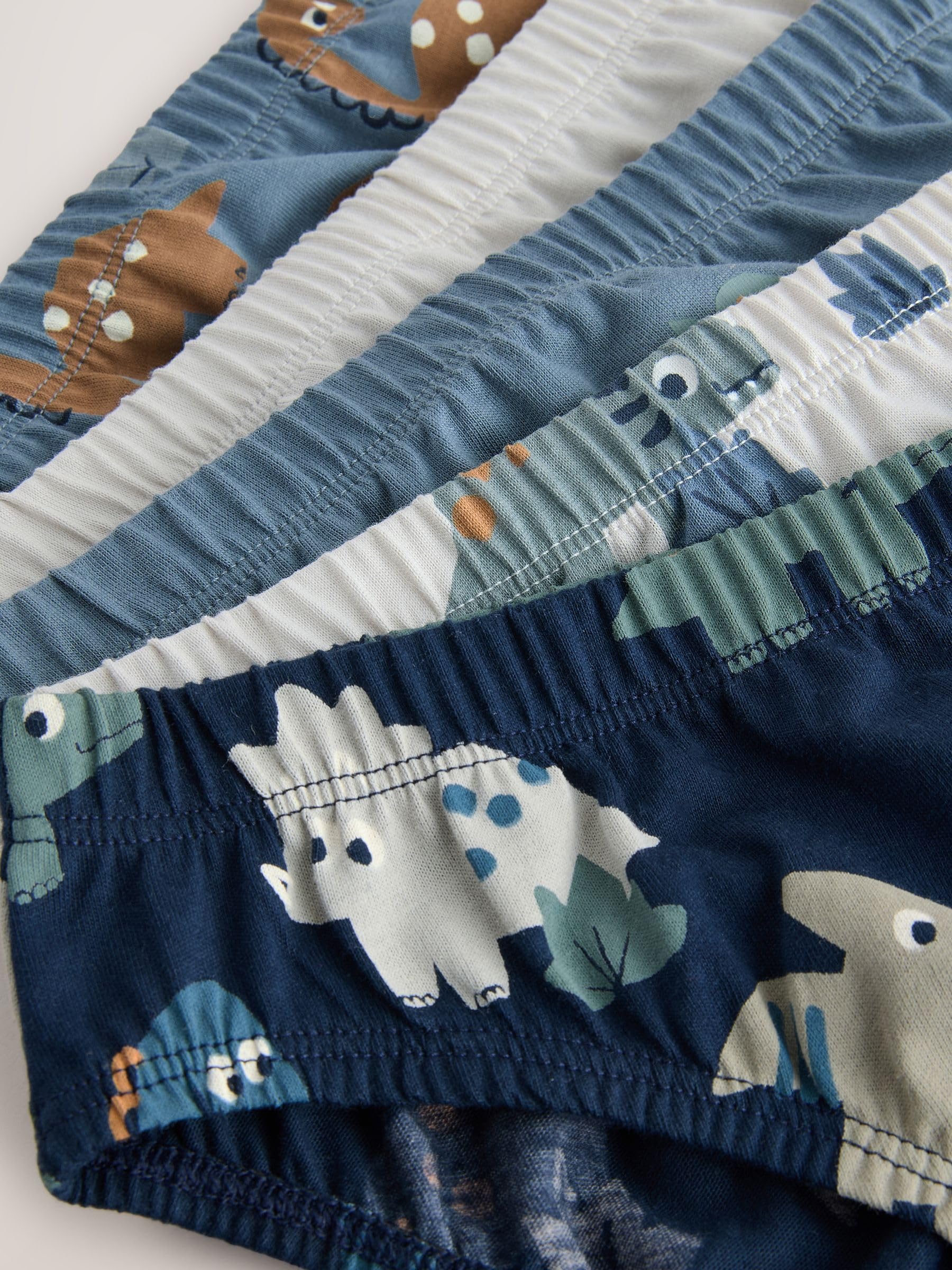 NEXT Garçon Culotte imprimée 100% Coton, Lot de 5 Blue Dinosaur 9 Ans-10 Ans