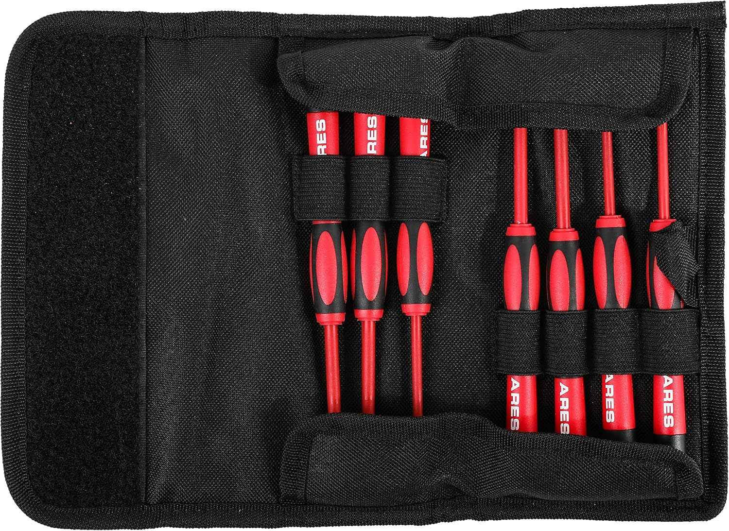ARES 19000-7-Piece Precision Insulated Electrical Screwdriver Set - Phillips 00, 0, and 1 and Slotted 1.5, 2.0, 2.5, and 3.0mm - Storage Case Included