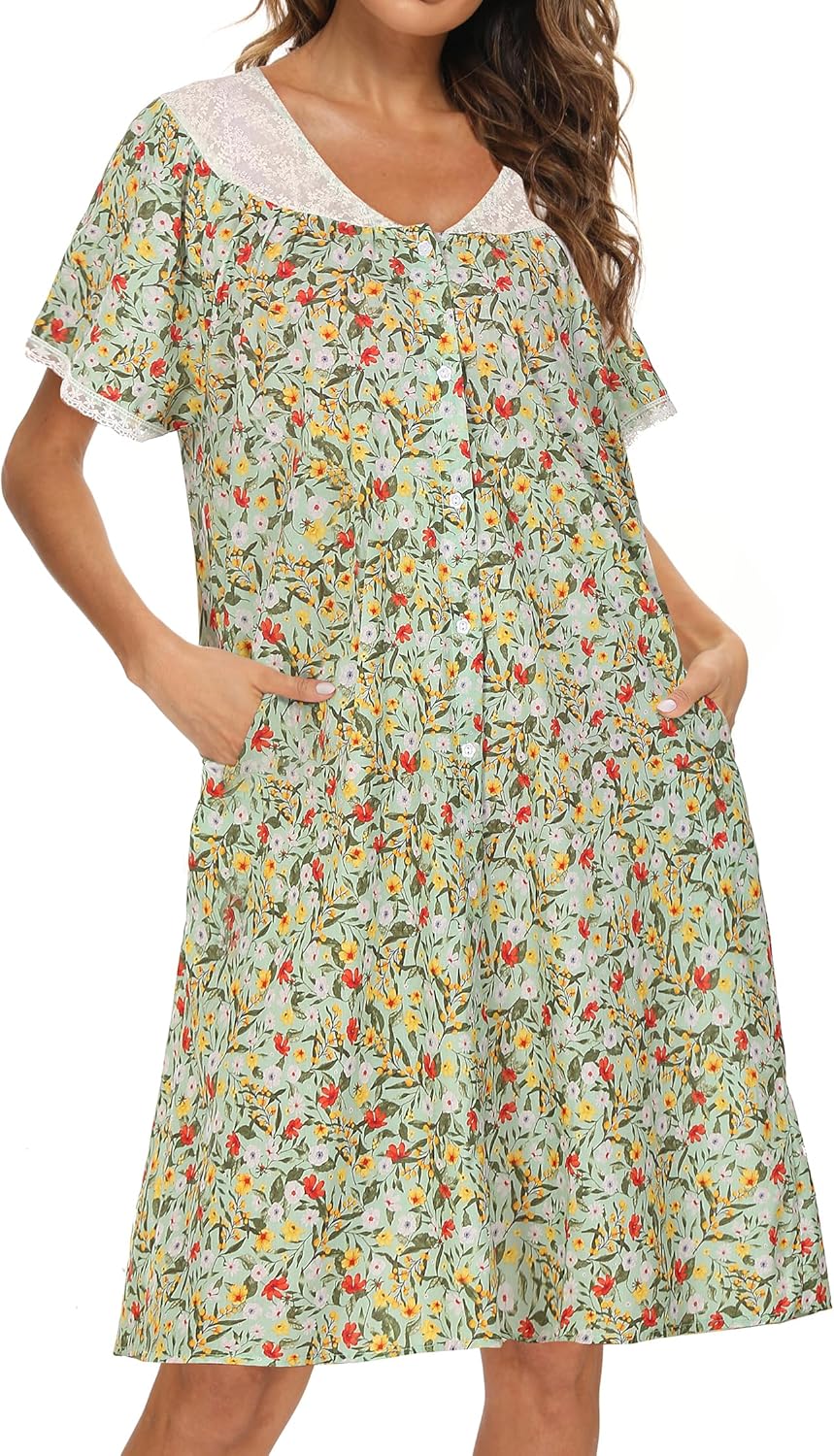 100 cotton house dress for women with pockets