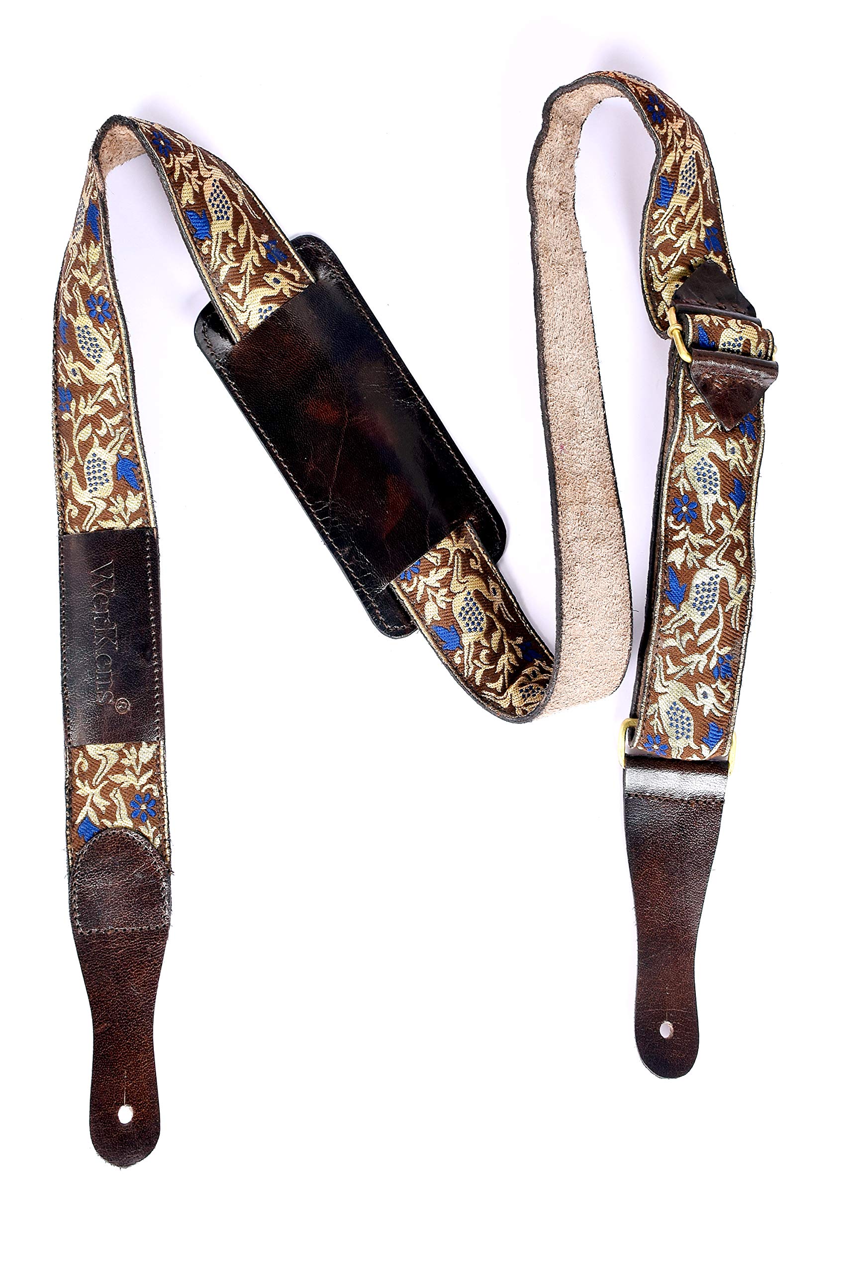 Genuine Leather Guitar Strap 4" Inch Wide Adjustable Studs Guitar Strap - BLACK Padded Vintage Electric/Acoustic/Bass/Classical Rock Guitar Straps