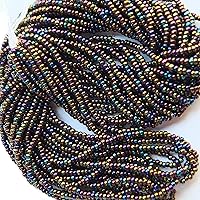 Vista 1 de Seed Beads 11/0 Checa Negro Rainbow Iris Metálico (paquete completo Hank Pack) Cuentas de cristal