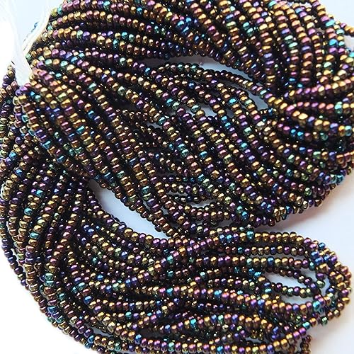 Seed Beads 11/0 Checa Negro Rainbow Iris Metálico (paquete completo Hank Pack) Cuentas de cristal