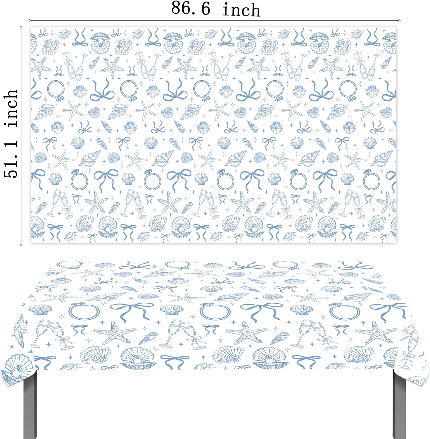 Last Toast on the Coast Bachelorette Decorations Blue bridal shower Tablecloth 2PCS Beach Bachelorette Party Table Covers Plastic Seashel Coastal Theme Table Decor for Hen Wedding Engagement supplies