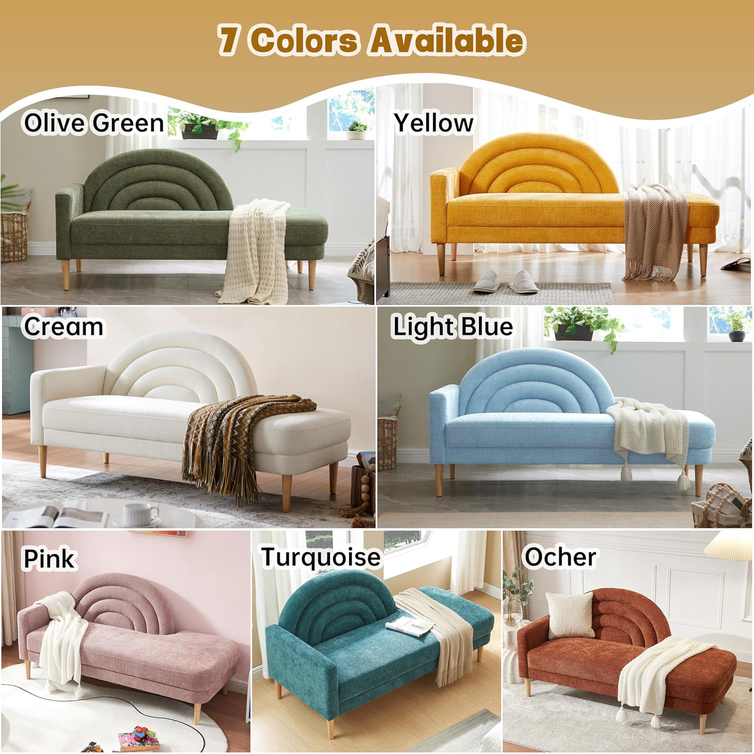 31.5" Chaise Lounge Chair Indoor with Right Armrest, Upholstered Furniture Linen Sofa Bed, Modern Sleeper Couch, Recliner Chair Lounge Sofa for Bedroom/Office/Living Room,Easy Assembly, Yellow