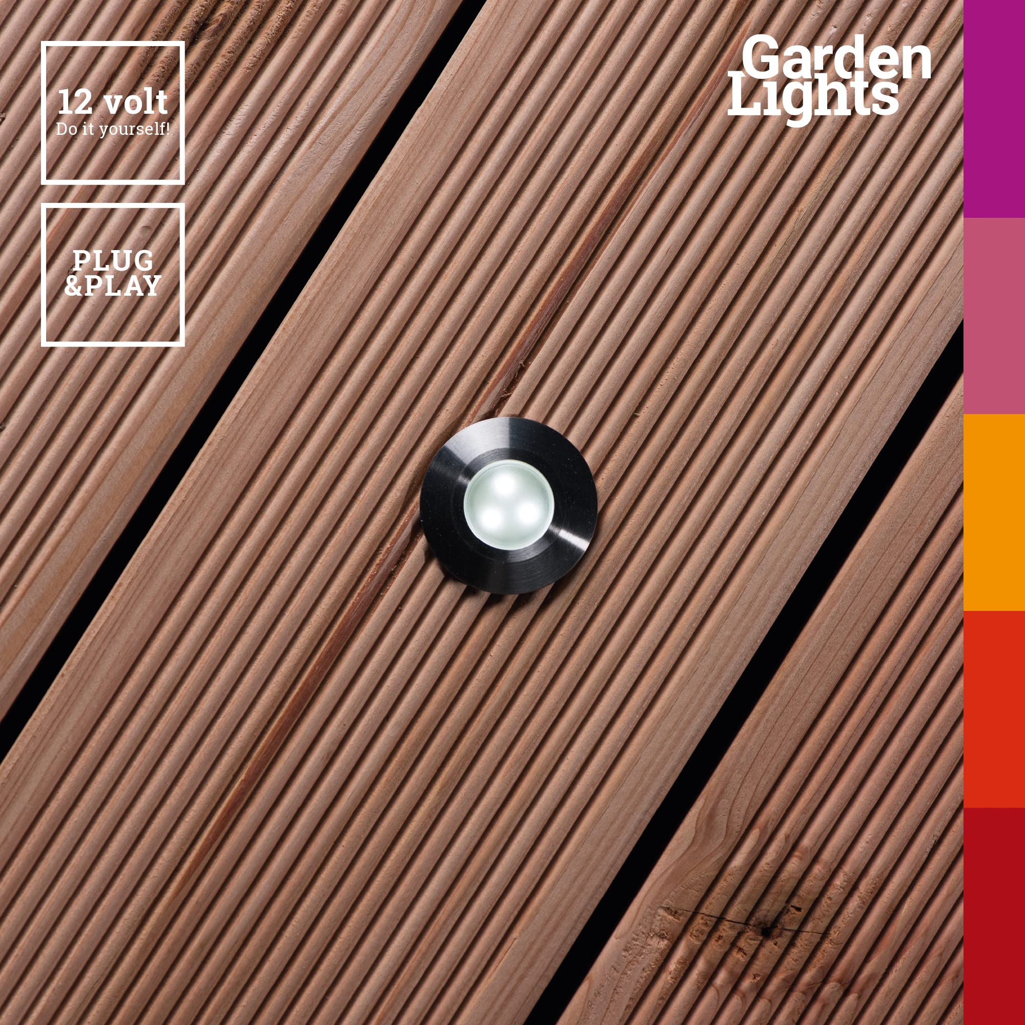 Garden Lights® Bodeneinbau Gartenleuchten Set Birch - 12v 0,5W LED - Edelstahl - IP67 Wasserdicht - geeignet für Einbau in Gärten, Wege oder Einfahrten