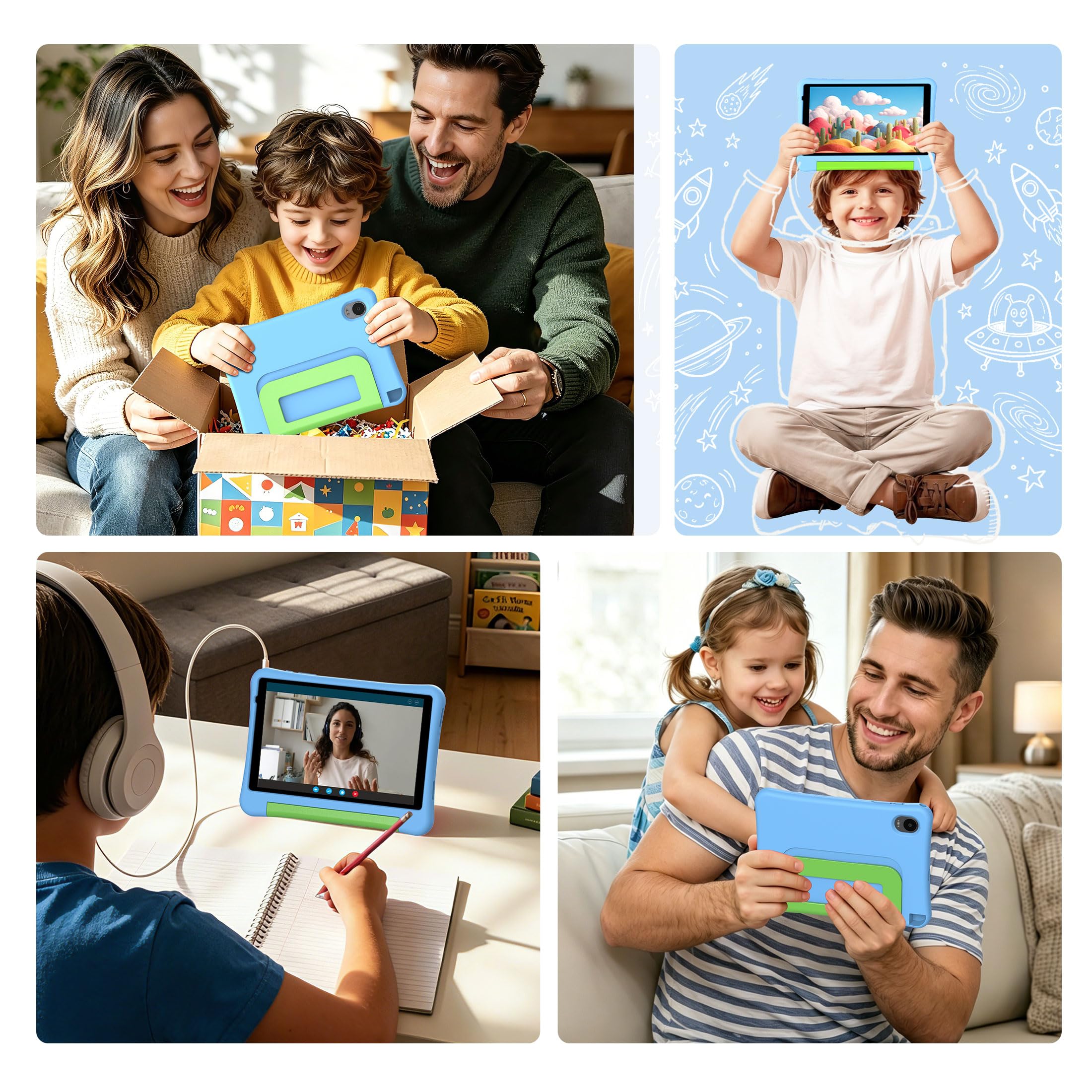 ALLDOCUBE Tablet para Niños 8 Pulgadas,Tablet Infantil con Android 15,5000mAh,32GB ROM,1280×800, WiFi,Control Parental,Tableta educativa para niños con Funda,Azul