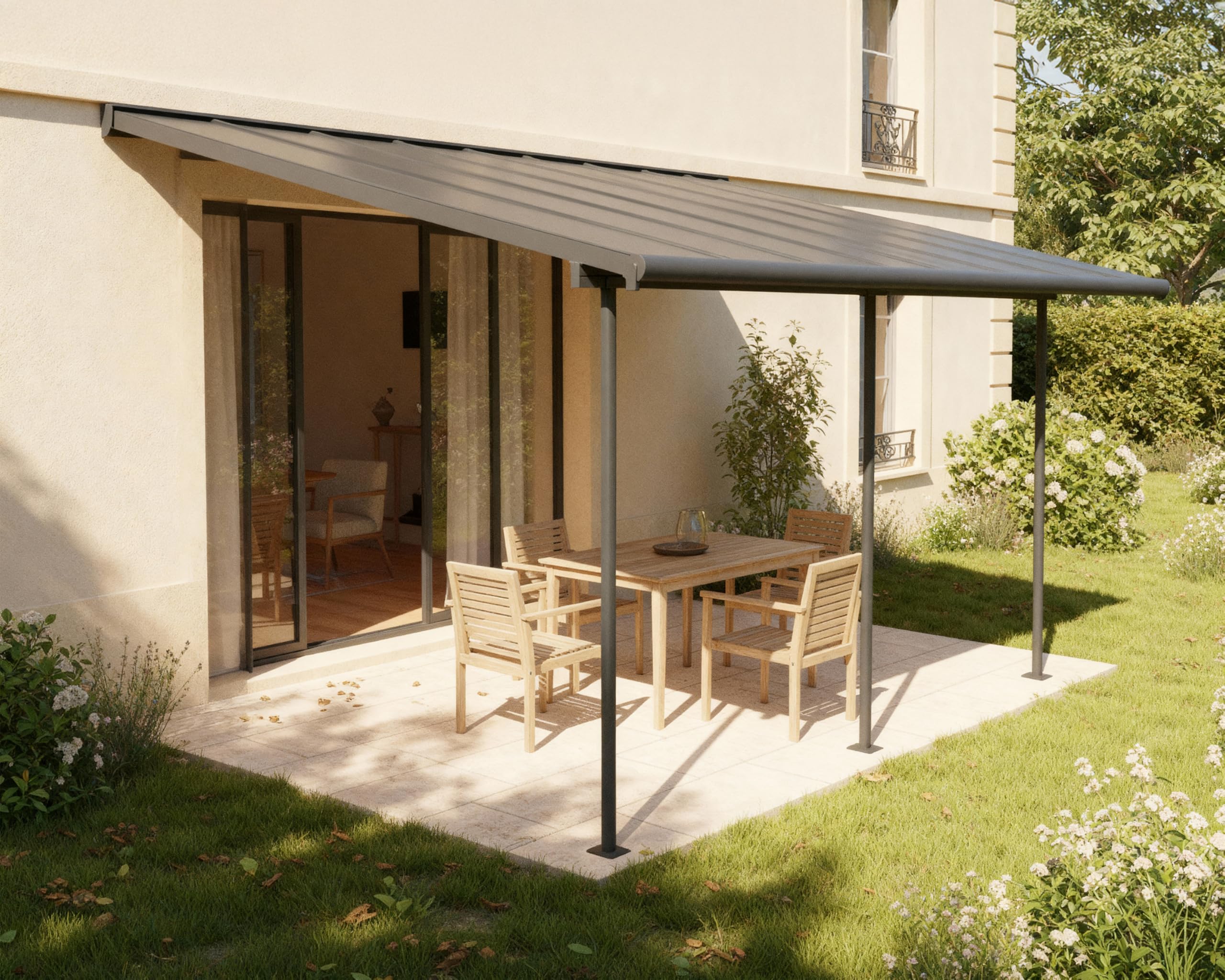 Palram Canopia - Pergola Capri in Alluminio E Policarbonato, Per Coprire Una Terrazza Tutto L'anno (3X5, Grigio)